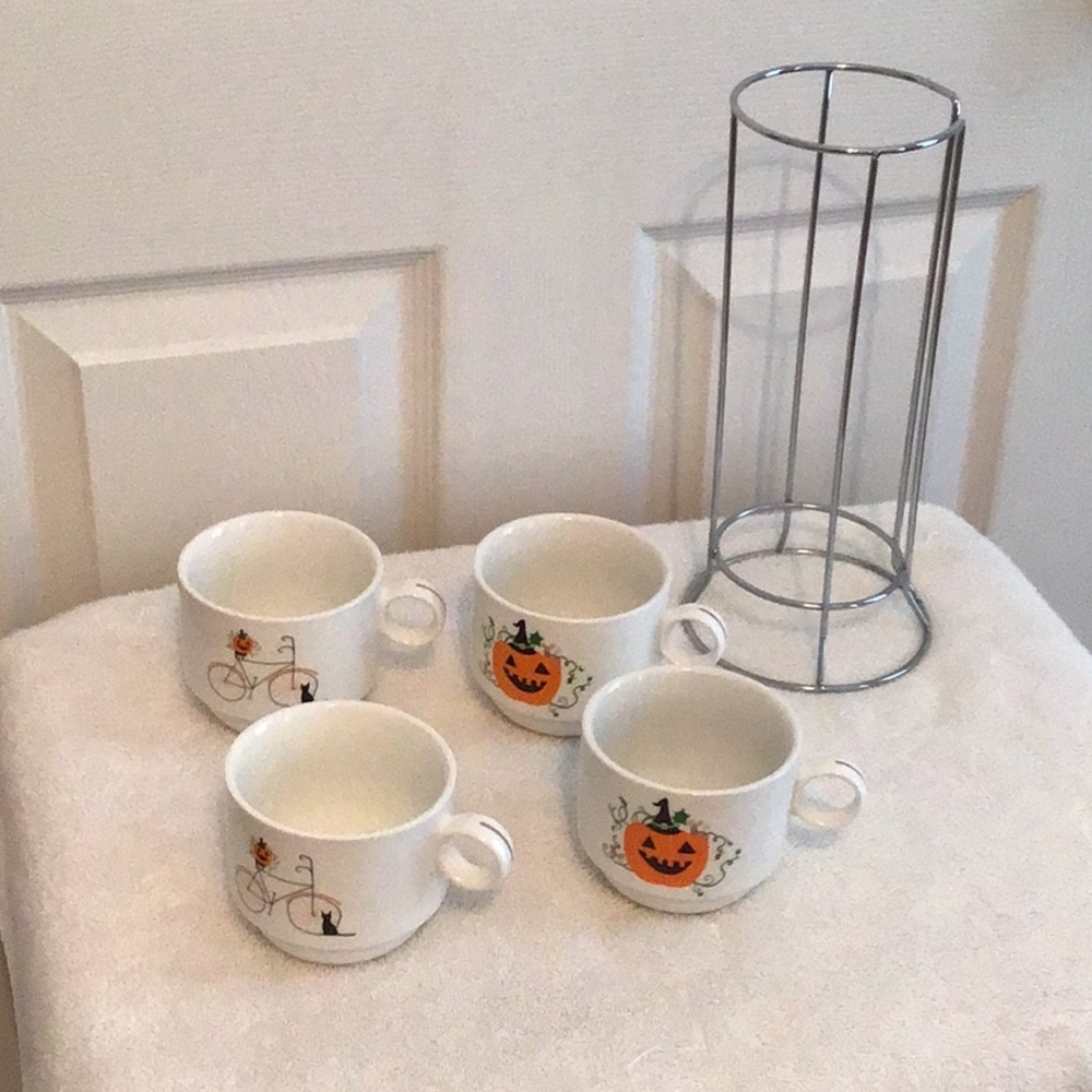 Sweet Living Collection * Halloween Themed White Mugs Set